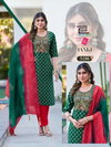 Janki By Blue Hills Rayon Embroidery Wholesale Kurti With Bottom Dupatta In India
